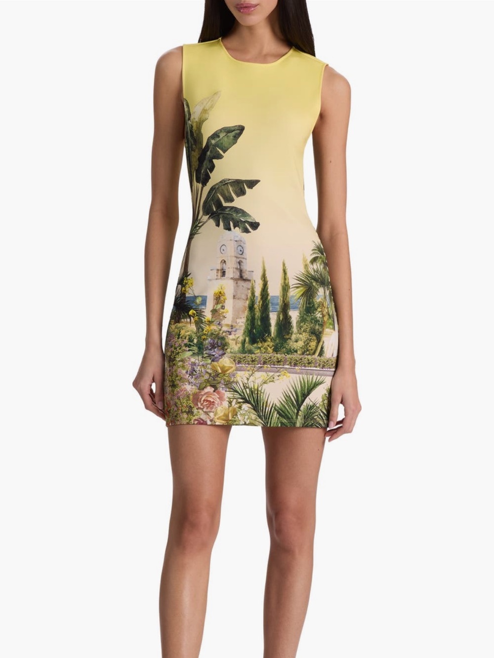 Alice & Olivia wynell landscape sheath minidress